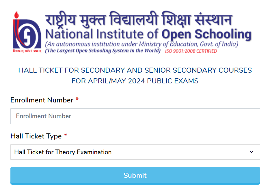 nios hall ticket