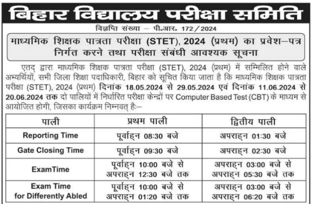 Bihar stet exam date